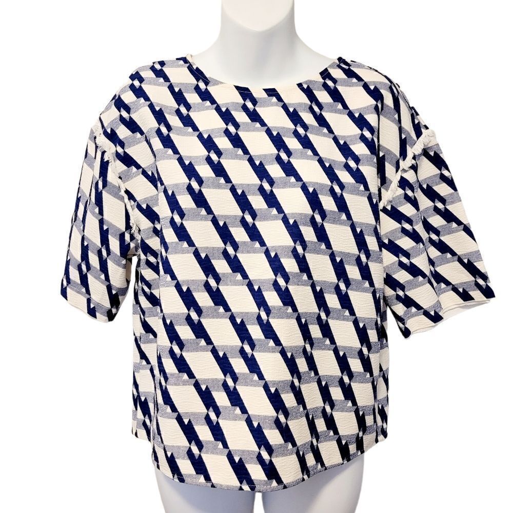 2/$20 Basic House Blue & White Oversized Top Blouse Size: XS